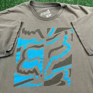Fox Racing T-Shirt Men's Gray Blue L Cotton Graphic Tee Motocross Travis Scott